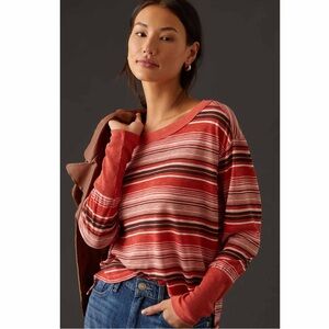 Pilcro Anthropologie Boxy Heritage Pullover Long Sleeve T Shirt Striped size M